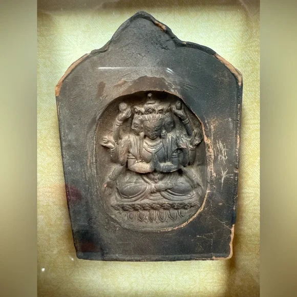 Buddha Gansu Vintage Antique Chinese Elegant Black Framed Buddha Framed Set - Picture 9 of 12